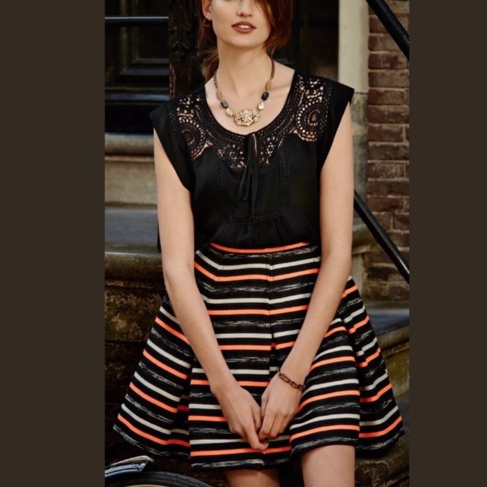 Paris in HD Anthropologie Brand Striped Mini Skirt